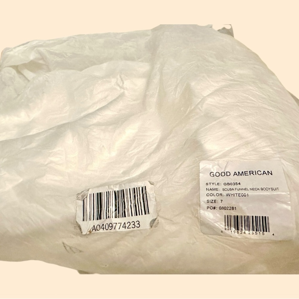 NWT Good American L/S Funnel Neck White Soft Scuba Smoothing Thong Bodysuit - Picture 10 of 10